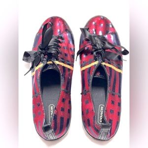 Coach Willa Sequin Black‎ Red Plaid Casual Women’s Sneakers Shoes 9B
